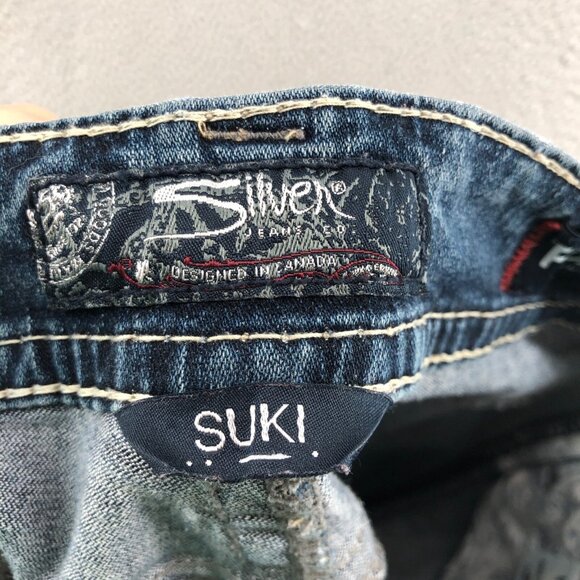Silver Jeans Womens 26 Suki Mid Capri Blue Fluid Denim Contrast Stitch Stretch - Picture 5 of 13